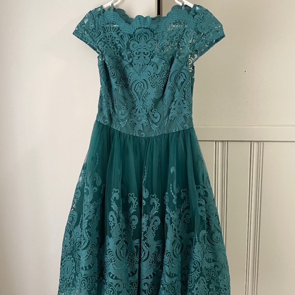 Chi Chi Cap Sleeved Embroidered Lace Midi Tea Dress